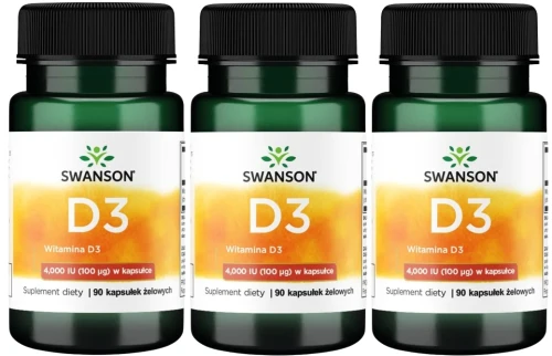 3 x D3 Witamina D-3 4000IU 90 kaps, Swanson.webp