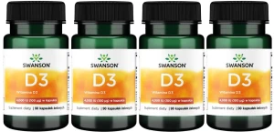 4 x D3 Witamina D-3 4000IU 90 kaps, Swanson