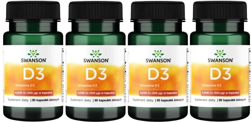4 x D3 Witamina D-3 4000IU 90 kaps, Swanson.webp