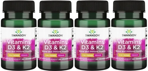 4 x Viamins D3 &amp; K2 - Witamina D3 2000IU &amp; K2 75mcg 60vcaps, Swanson.webp
