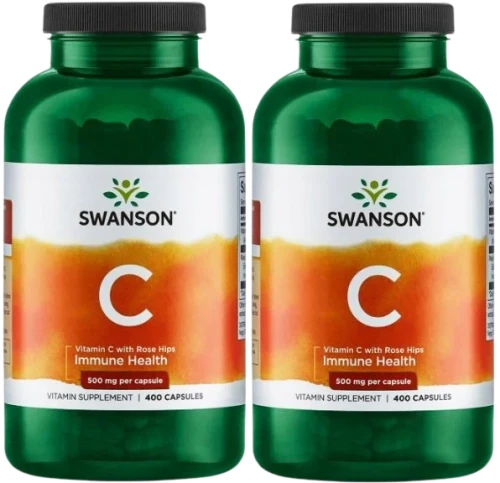 2 x C - Vitamin C with Rose Hips - Witamina C500 + dzika róża 400 kaps, Swanson.webp