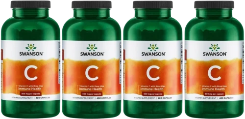 4 x C - Vitamin C with Rose Hips - Witamina C500 + dzika róża 400 kaps, Swanson.webp