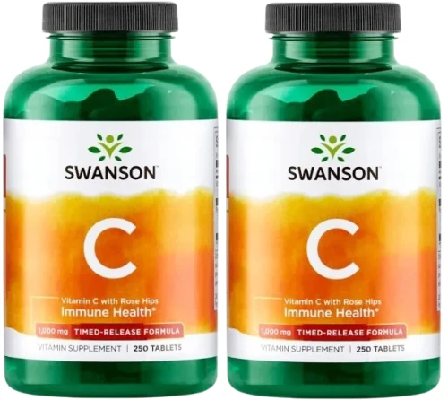 2 x C- Vitamin C with Rose Hips - Witamina C1000 z RH przedł. dział. 250tabl, Swanson.webp
