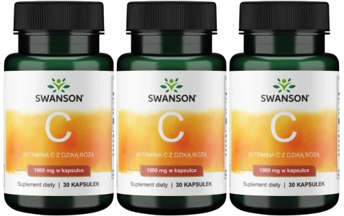 3 x C- Witamina C1000 z Dziką Różą 30 kaps, Swanson.webp