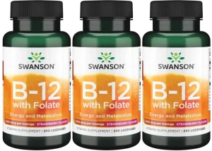 3 x B-12 with Folate - Witamina B-12 1000mcg 250 do ssania, Swanson