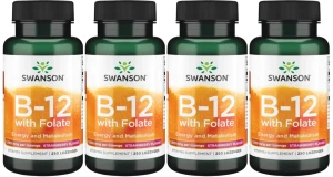 4 x B-12 with Folate - Witamina B-12 1000mcg 250 do ssania, Swanson
