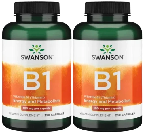 2 x B1 - Vitamin B1 (Thiamin) - Witamina B-1 100mg 250 kaps, Swanson.webp