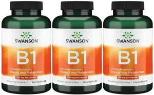 3 x B1 - Vitamin B1 (Thiamin) - Witamina B-1 100mg 250 kaps, Swanson