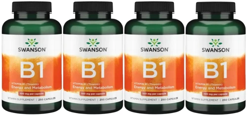4 x B1 - Vitamin B1 (Thiamin) - Witamina B-1 100mg 250 kaps, Swanson.webp