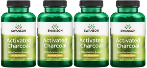 4 x Activated Characoal - Węgiel drzewny aktywny 260mg 120 kaps, Swanson