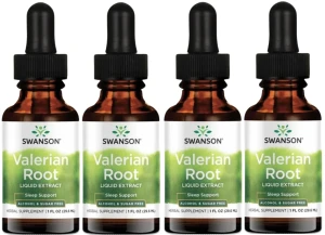4 x Valerian root liquid extract 29,6ml, Swanson