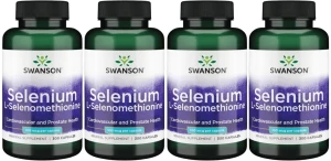 4 x Selenium L-Selenomethionine - Selen 100mcg 300kaps, Swanson
