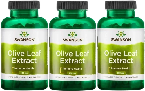 3 x Olive Leaf Extract - Liść Oliwny Ekstrakt 500mg 120kaps, Swanson.webp