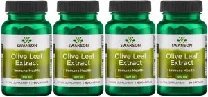4 x Olive Leaf Extract - Liść Oliwny Ekstrakt 500mg 60kaps, Swanson