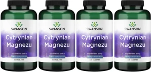 4 x Cytrynian Magnezu 225 mg 240 tab, Swanson