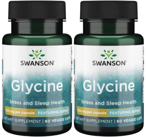 2 x Glycine - AjiPure glicyna 500mg 60kaps, Swanson.webp