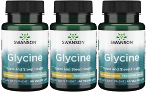 3 x Glycine - AjiPure glicyna 500mg 60kaps, Swanson