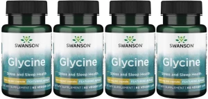 4 x Glycine - AjiPure glicyna 500mg 60kaps, Swanson