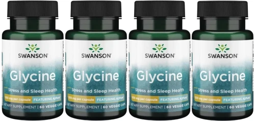 4 x Glycine - AjiPure glicyna 500mg 60kaps, Swanson.webp
