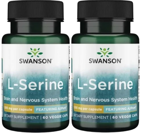 2 x L-Serine - AjiPure L-seryna 500mg 60kaps, Swanson.webp