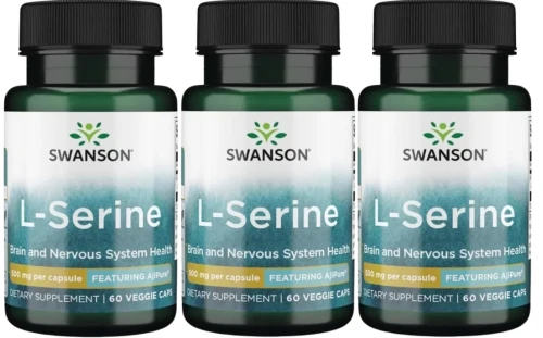3 x L-Serine - AjiPure L-seryna 500mg 60kaps, Swanson.webp