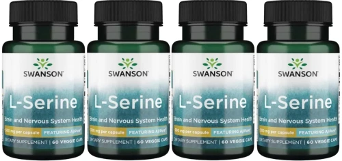 4 x L-Serine - AjiPure L-seryna 500mg 60kaps, Swanson.webp