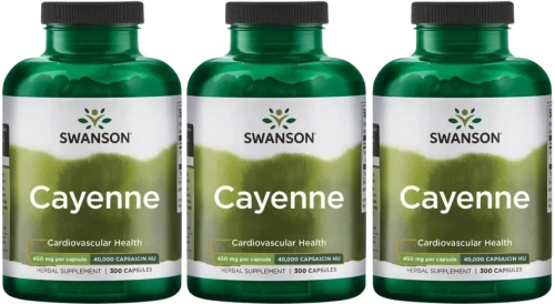 3 x Cayenne - Pieprz Kajeński 450mg 300kaps, Swanson.webp