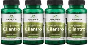 Zestaw 4x Swanson FS Cilantro - Kolendra siewna 60 kapsułek - Trawienie Wątroba Detoksykacja Wzdęcia