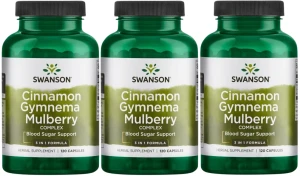 3 x Cinnamon Gymnema Bulberry - Kompleks Cynamonu, Gymnemy i Morwy 120 kap, Swanson