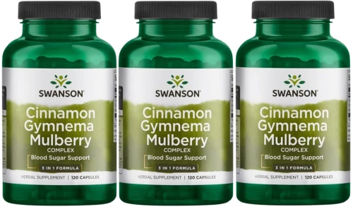 3 x Cinnamon Gymnema Bulberry - Kompleks Cynamonu, Gymnemy i Morwy 120 kap, Swanson.webp