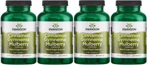 4 x Cinnamon Gymnema Bulberry - Kompleks Cynamonu, Gymnemy i Morwy 120 kap, Swanson