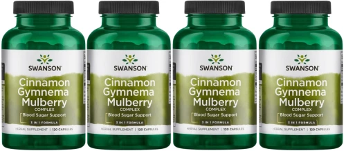 4 x Cinnamon Gymnema Bulberry - Kompleks Cynamonu, Gymnemy i Morwy 120 kap, Swanson.webp