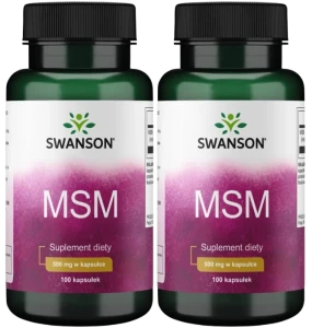 2 x Swanson MSM 500mg 100 kapsułek - Stawy Włosy Skóra Paznokcie
