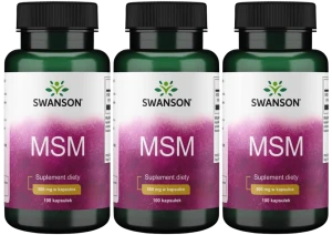 3 x Swanson MSM 500mg 100 kapsułek - Stawy Włosy Skóra Paznokcie
