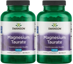 2 x Swanson Magnesium Taurate - Taurynian Magnezu 100mg 120 tabletek - Układ Nerwowy Zmniejszenie Uczucia Zmęczenia