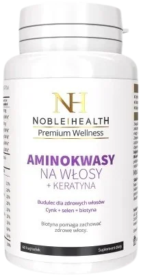 Aminokwasy na włosy + keratyna 60 kaps., Noble Health.webp