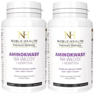 2 x Aminokwasy na włosy + keratyna 60 kaps., Noble Health