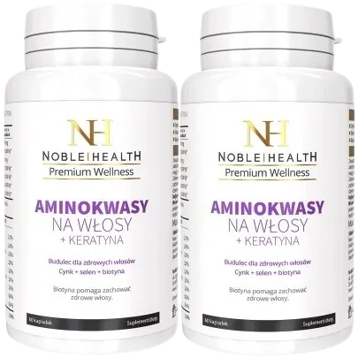 2 x Aminokwasy na włosy + keratyna 60 kaps., Noble Health.webp