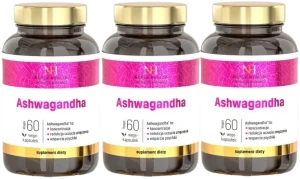 Zestaw 3x Noble Health Ashwagandha 60 kapsułek - Układ Nerwowy Stres Odporność