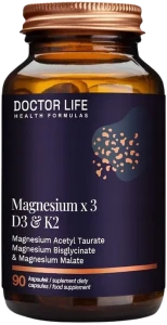 Doctor Life Magnesium x3 D3 & K2 90 kapsułek - Układ Nerwowy Kości Odporność