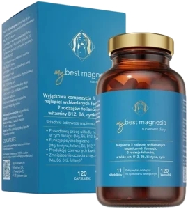 MyBestPharm MyBestMagnesia 120 kapsułek - Sen Skóra Włosy Zmęczenie