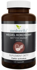 Węgiel kokosowy aktywny 200 mg 120 kaps, Medverita