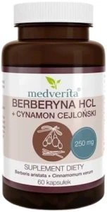 Berberyna HCL 98% 250mg + Cynamon 60 kapsułek, Medverita