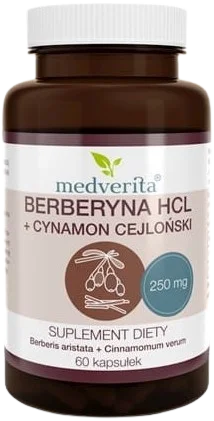Berberyna HCL 98% 250mg + Cynamon 60 kapsułek, Medverita.webp