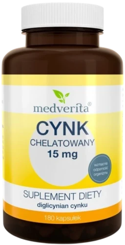 Cynk chelatowany 15 mg 180 kapsułek, Medverita.webp