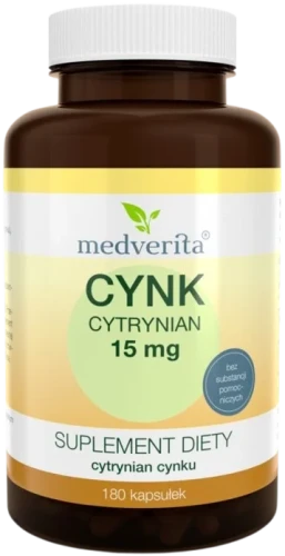 Cynk cytrynian 15 mg 180 kapsułek, Medverita.webp