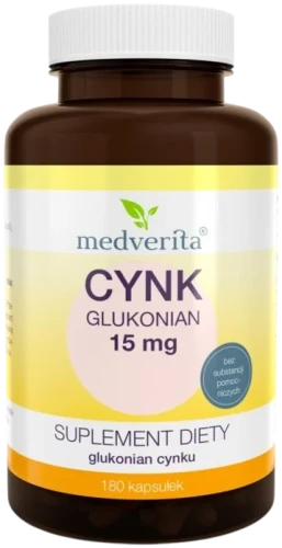 Cynk glukonian 15 mg 180 kapsułek, Medverita.webp