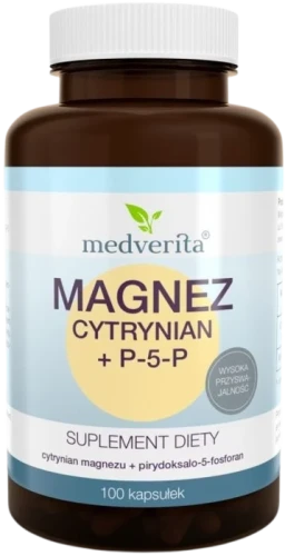 Magnez cytrynian + P-5-P 100 kapsułek, Medverita.webp
