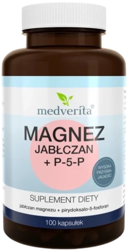 Magnez jabłczan + P-5-P 100 kapsułek, Medverita.webp