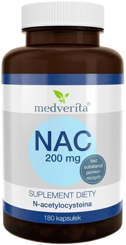 NAC 200 mg N-acetylo L-cysteina - 180 kapsułek, Medverita.webp